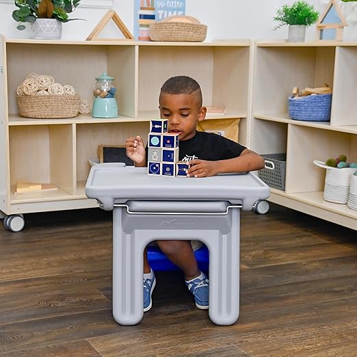 Children's Factory Edutray Kids Desk, Converts Cube Chair to Desk, Space-Saving Toddler Desk Converter, Homeschool & Classroom Study Desk, Gray