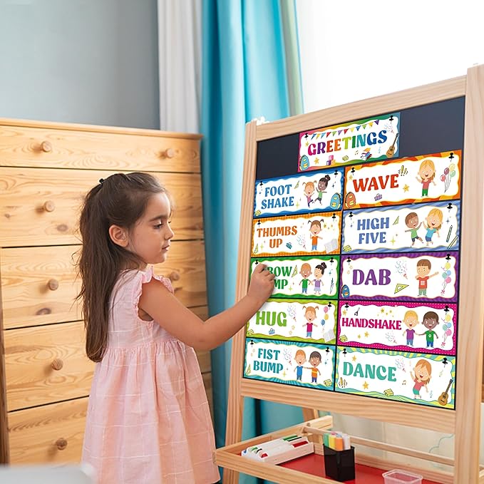 Wehhbtye Greeting Choice Classroom Rules Posters,Social Greeting Poster,Classroom Must Haves Poster for Teacher Supplies and Preschool