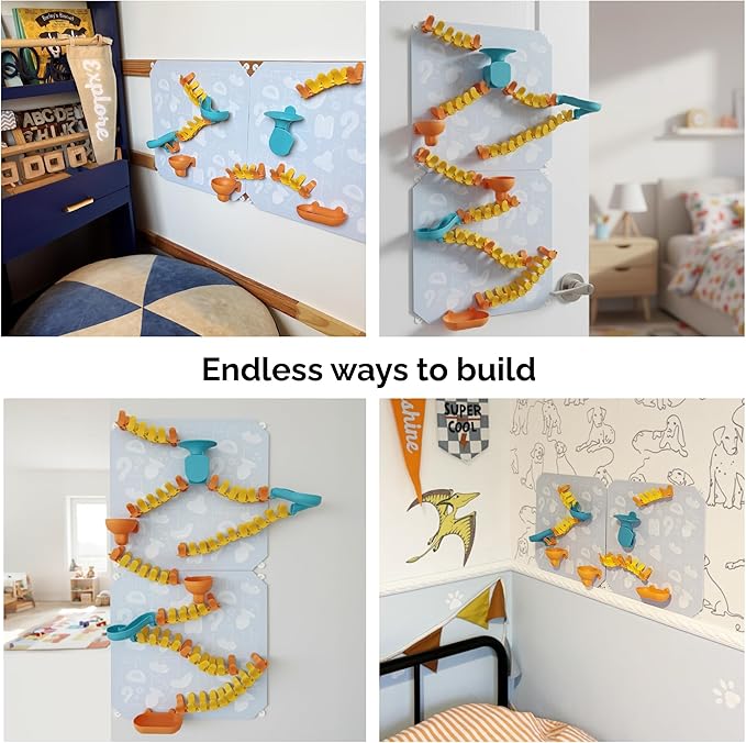 Oribel VertiPlay Magnetic Marble Run | Builder Set STEM Toy | Creative Free Play Construction Kit for Kids | Works on Fridges, Lockers & Metal Surfaces | Builder Set (75) (Explorer Set)