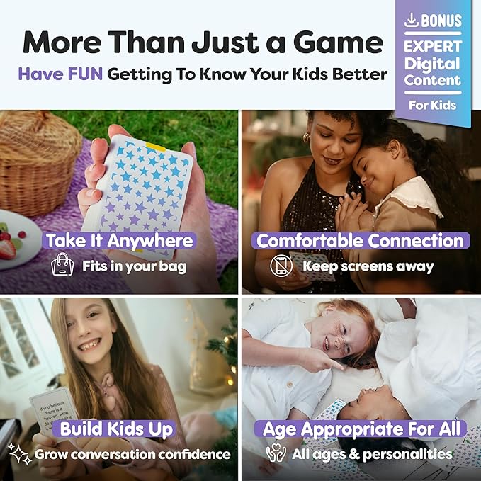 200 Kids Conversation Cards - Help Kids Put Down Tablets and Phones - Get Children to Enjoy Talking and Listening - Great for Car Rides and Family Dinners - A New Way to Express Themselves