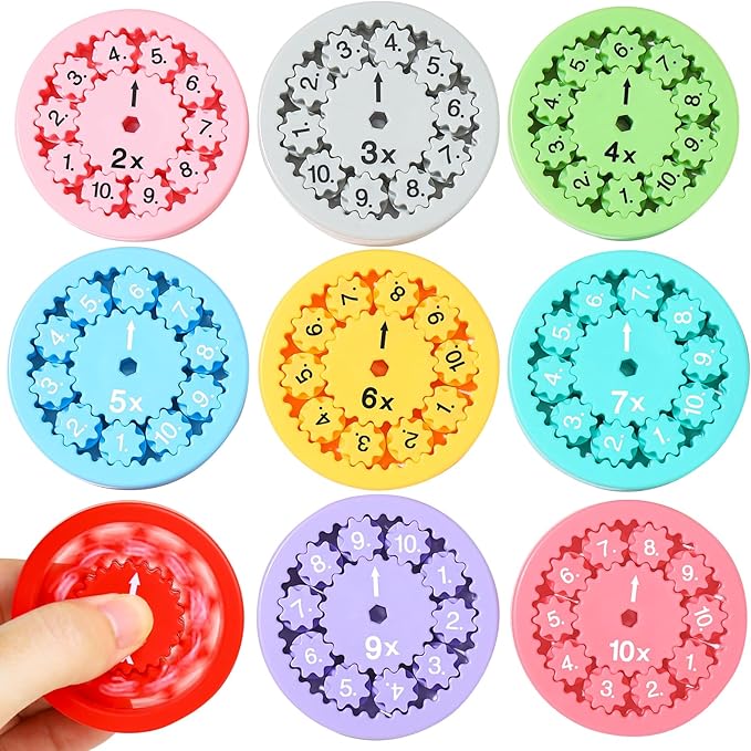 Math Fidget Spinners, Multiplication Game Fidget Toys for Kids, Math Facts Fidget Spinner Multiplication Division Math Toys for Home School 3rd Grade Classroom Prizes Christmas Stocking Stuffers