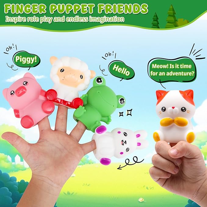 Montessori Toys for Toddlers, 20Pcs Farm Animal Toy Counting, Matching, Sorting Preschool Learning Toy Barn including 10 Barns,10 Finger Puppets and 2 Stickers Birthday Gift for Baby Boys Girls