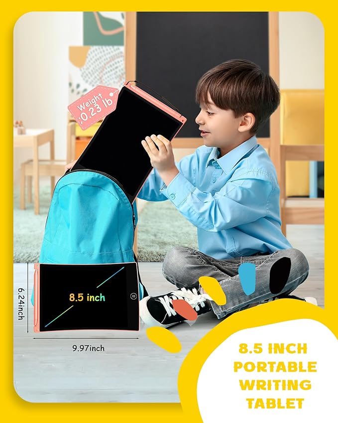 bravokids LCD Writing Tablet with Lanyard, 8.5 inch Colorful Doodle Board Drawing Pad for Kids, Travel Games Activity Learning Toys, Birthday Gift for Age 3 4 5 6 7 8 Year Old Boys Girls