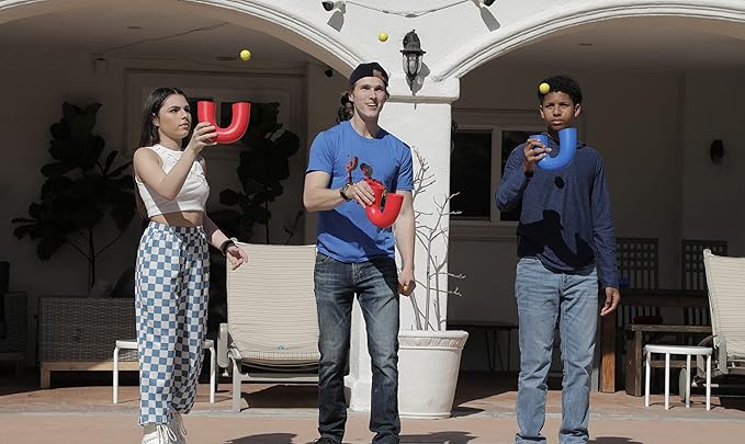 Original pindaloo Skill Game with 2 Balls- Gifts for Kids and Adults Indoor & Outdoor Games, Ball Toys for Boys, Girls, & Teens - Gift Ideas, Fun Stuff, Develops Motor & Juggling Skills (Black Carbon)