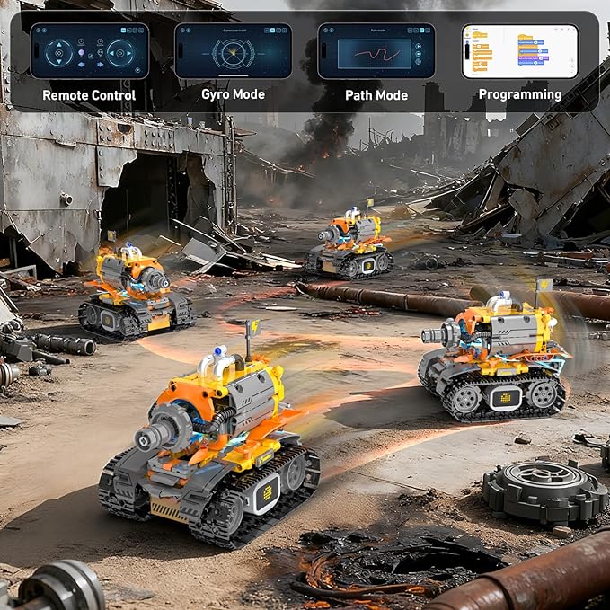 5in1 STEM Robot Building Kits for Kids 6-12, App & Remote Control STEM Dinosaur Tank Robot Building Toys for Kids, 899Pcs DIY Science Building Sets, Erector Sets for Boys Girls Birthday Xmas Gifts