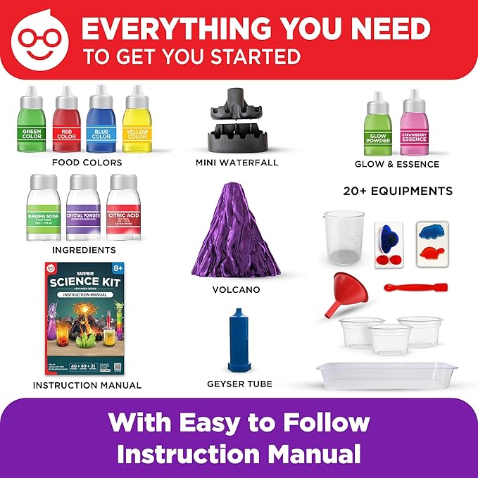 Doctor Jupiter Super Science Kit for Kids Ages 8-12 | Chemistry Set, STEM Toy with 100+ Experiments & Geyser Tube Ideas for Boys & Girls 8+ Years Old | Learning & Educational Projects