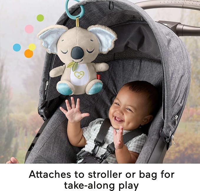 Fisher-Price Baby Toy On-The-Go Koala Soother, Plush Portable Sound Machine with White Noise & Music for Newborns Ages 0+ Months