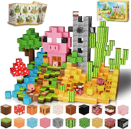 Magnetic Blocks, 120PCS Magnetic Building Blocks Cubes for Kids Ages 3+, STEM Sensory Educational Toys Birthday Set for Kids Toddlers