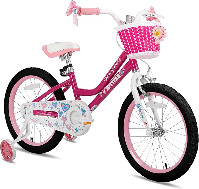 JOYSTAR Angel Girls Bike for Toddlers and Kids Ages 2-13 Years Old, 12 14 16 18 20 Inch Kids Bike with Training Wheels & Basket, 20 24 Inch Girls Bicycle with Handbrake & Kickstand