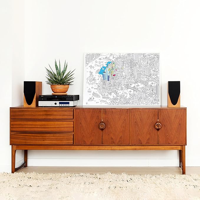Omy Giant Coloring Poster – New York City - Map of NYC | Discover the Landmarks and Key Places in New York City | 40 x 28 Inches | Creative Play and Fun for Kids, Teens, Adults, and The Whole Family