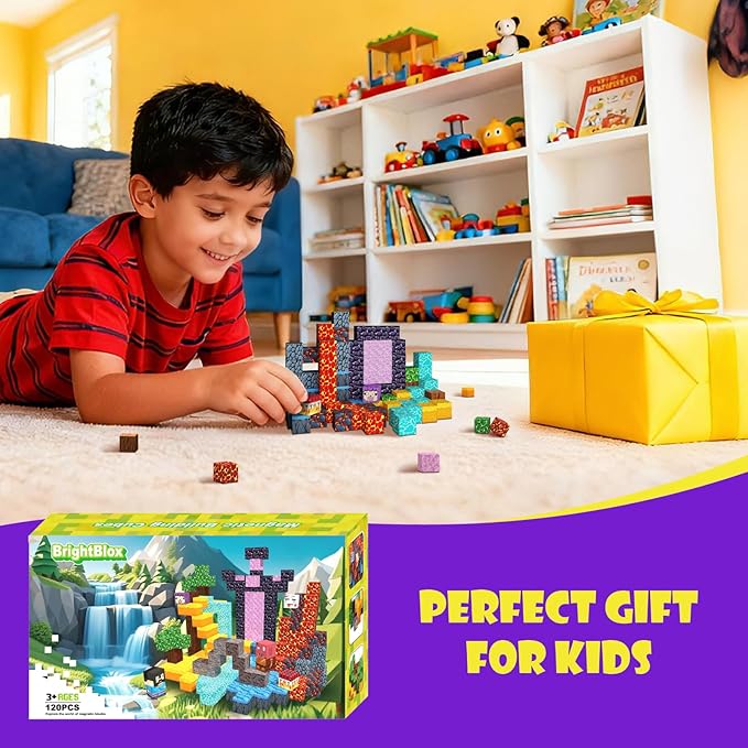 Magnetic Blocks 120PCS Magnetic Building Blocks for Kid 3+, Building Toys for Kid Boys Girls, STEM Sensory Gift for Birthday