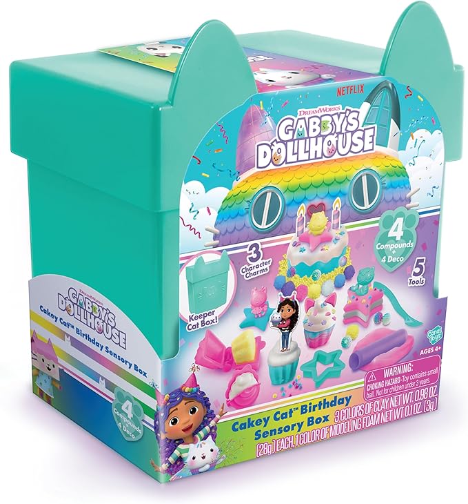 Canal Toys Gabby’s Dollhouse ™ Large Cakey Cat™ Birthday Sensory Box! Get Ready for a paw-Some Party by Sculpting Pretend Party Treats! Age 4+