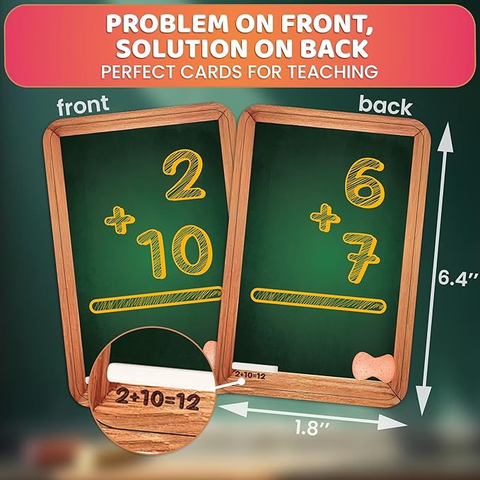 QUOKKA Math Flash Cards for Kids Ages 4-8 - Addition and Subtraction, Multiplication and Division Games for Kids 5-7 - 278 Double-Sided Flashcards for Studying - Large Bold Fonts - Flash Card Rings