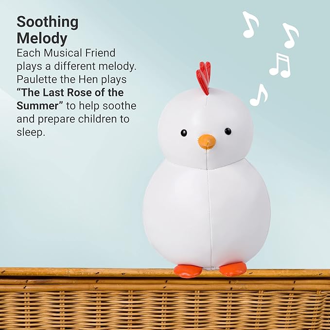 Little Big Friends Musical Baby Toy – Soft Plush Pull-String Cord Classical Toy for Baby & Toddlers | Soothing Stuffed Cuddly Animal Gift | Paulette The Hen