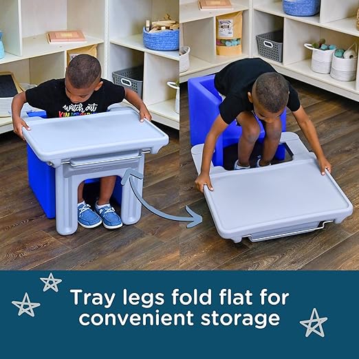 Children's Factory Edutray Kids Desk, Converts Cube Chair to Desk, Space-Saving Toddler Desk Converter, Homeschool & Classroom Study Desk, Gray