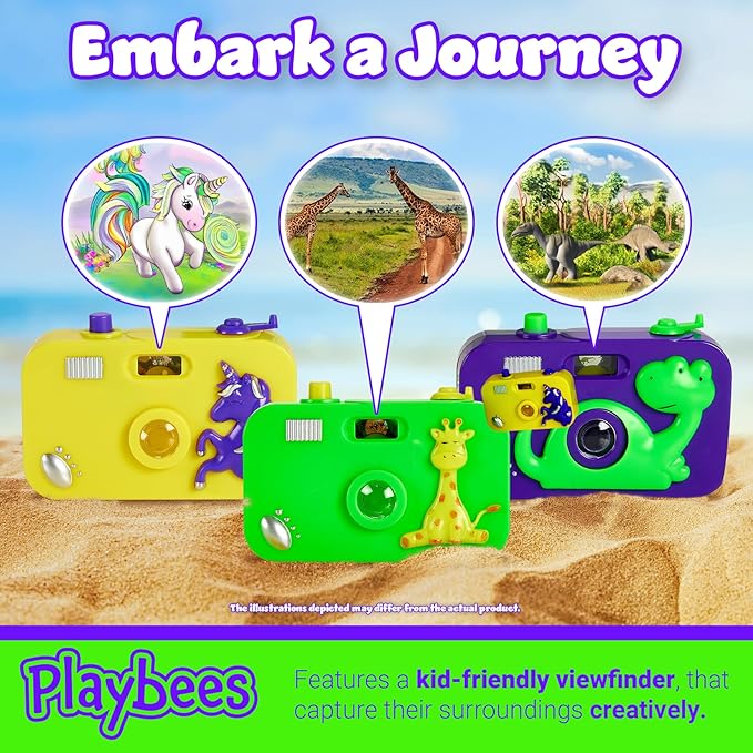 Playbees Toy Camera for Kids - 12 Pack - Wild One Party Favors Camera Toy for Children’s Pretend Play Prop with Images in Viewfinder, Birthday Party Favors, Idea for Boys & Girls