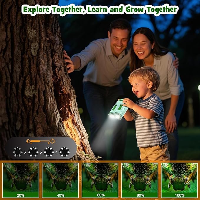 Portable Microscope Toy for Kids : 3-in-1 Camera and Telescope Toy with 6 Slides, Perfect for Indoor Outdoor Exploration, Pocket Edu Christmas Birthday Gifts for Age 3-12 Children Students