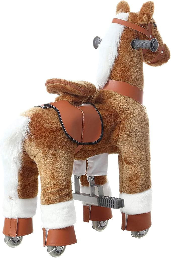 JoJoPooNy Ride on Horse Toy, Kids Ride on Toy for 3-6 Years Old, Premium Riding Horse Plush Animal Toy, Walking Horse Toy with Wheels (27 Inch Height)