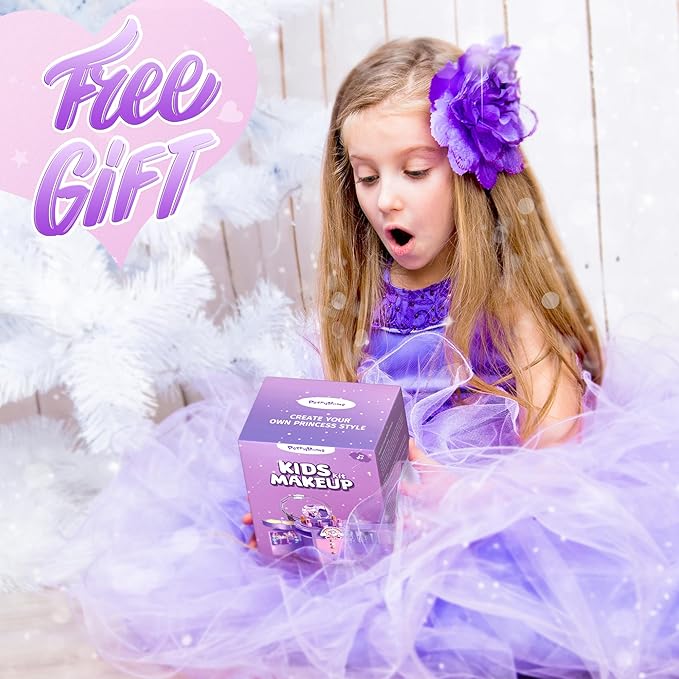 PERRYHOME Kids Makeup Set for Girls, 63 Pcs Washable Non-Toxic Real Cosmetic Toddler Makeup Kit, Unicorn Princess Play Makeup Toys Birthday Gifts, Dress up Time Girl Toys for 3 4 5 6 7 8 9 10 11 12
