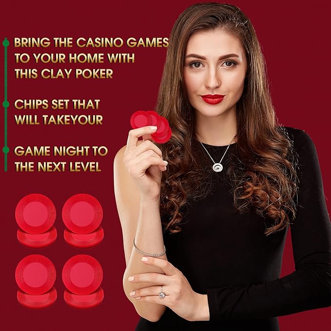 Leitee 500 Pcs Red Plastic Poker Chips Bulk 1.5 Inch Mini Bingo Chips Tokens Markers Blank Casino Counting Discs Learning Math Counters for Adults Interlocking Game Counting Reward Card