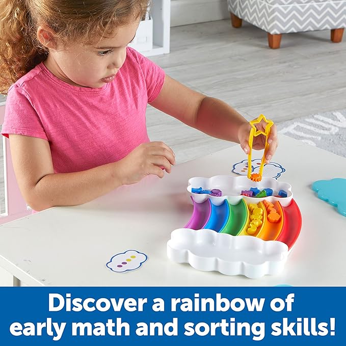 Learning Resources Rainbow Sorting Set, fine Motor, Sorting, Patterning & Addition Skills, Toddler Educational Toys, Sensory Tray