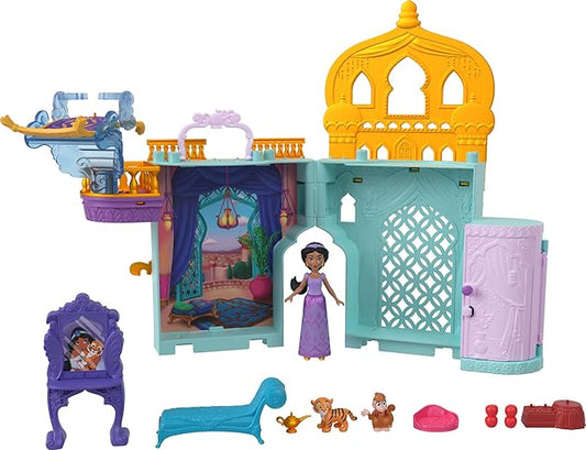 Mattel Disney Toys, Storytime Stackers Jasmine's Palace, Stackable Doll House with Small Doll, 2 Friends & 8 Pieces, Inspired by Disney's Aladdin Movie