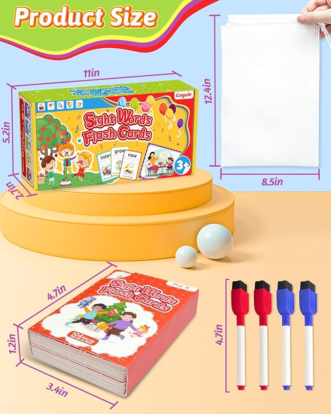 520 Sight Words Flash Cards Kindergarten, Dolch & Fry Sight Word Reading Writing Spelling Games, Homeschool Supplies for Preschool Kindergarten 1st 2nd 3rd Grade, Learning Activities for Kids Ages 3+