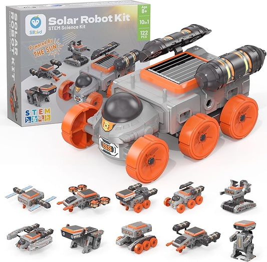 Sillbird Solar Robot Building Kit Christmas STEM Gift for Boys Girls Ages 8-14, DIY Educational Science Set for Kids Birthday, 10-in-1 Space Robotics Toys Powered by Sun with 112PCS