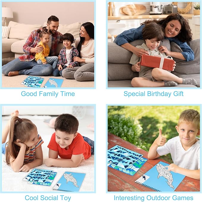 Ocean Paint by Sticker Crafts for Kids Ages 4-8 Sticker by Number Book for Boys and Girls Birthday Gifts Party Favor, Travel Toys for Toddlers for Learning