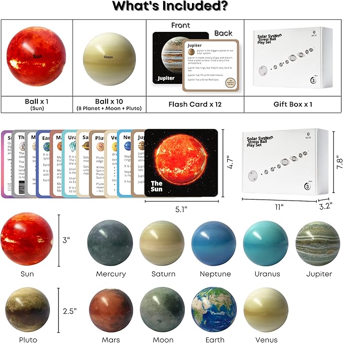 Planets for Kids Solar System Toys 3-5, Solar System for Kids, Space Toys for Kid 5-7, Science Toy Model, Space Balls, Astronaut Toy