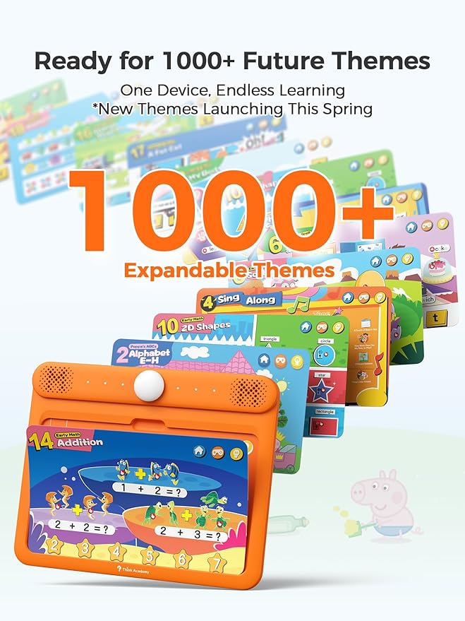 Think Academy Interactive Electronic Learning Pad - Learn-to-Read System with Sound Pages, Card-Insert for Alphabet, Words, Numbers, Music, Learning Activities for Kids 3 4 5 6 7 8 Years Old