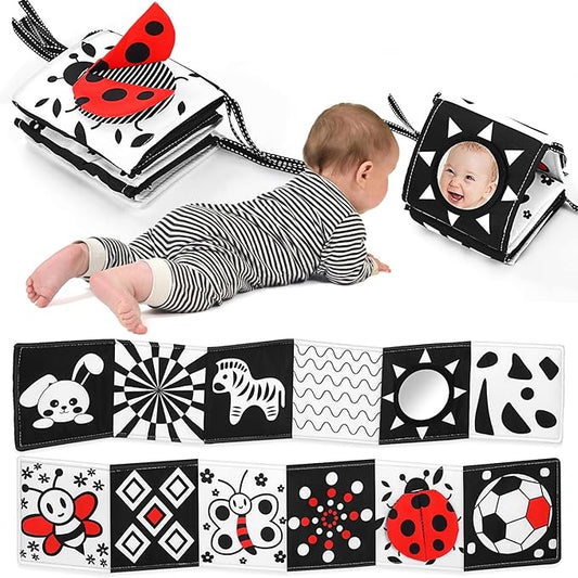 Newborn Black and White High Contrast Baby Book for 0-3 Months Brain Development, Tummy Time Sensory Infant Toys, Montessori Essentials for 0-6-12 Months Gifts