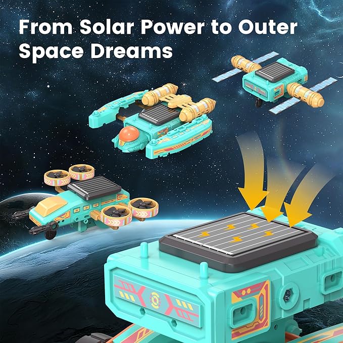 Sillbird Solar Robot Building Kit Christmas STEM Gift for Boys Ages 8-14, 10-in-1 DIY Educational Science Set for Kids Birthday, Sun Powered Space Robotics Toys with 112PCS