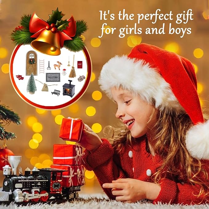 15Pcs Christmas Fairy Door Decorations, Mini Wooden Enchanted Doors, DIY Dollhouse Accessories for Decoration, Tiny Outdoor Decor for Girl Boys Xmas Accessories Fairy Tale