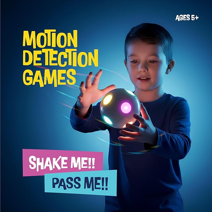 Croove 6 in 1 Brain & Memory Game Ball with Shake Detection Games, Cool Stocking Stuffers Toys, Fidget & Sensory, Ideas for Kids & Teens, Boys & Girls Ages 5 6 7 8 9 10 11 12+ Year Old