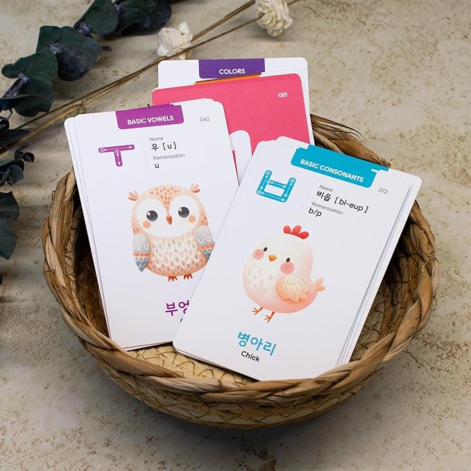 Korean Hangul Flashcards for Beginners - 55-Card Set for Mastering The Korean Alphabet, Numbers & Colors with MP3 Audio
