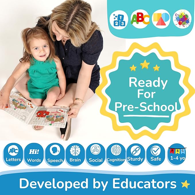 TOYVENTIVE Books, Toddler Flash Cards, and Puzzles – Educational Toys and Birthday Gifts for 1, 2, 3 Year Old Girl, Preschool Learning Activities and Games, Colors, Shapes, Letters, Numbers