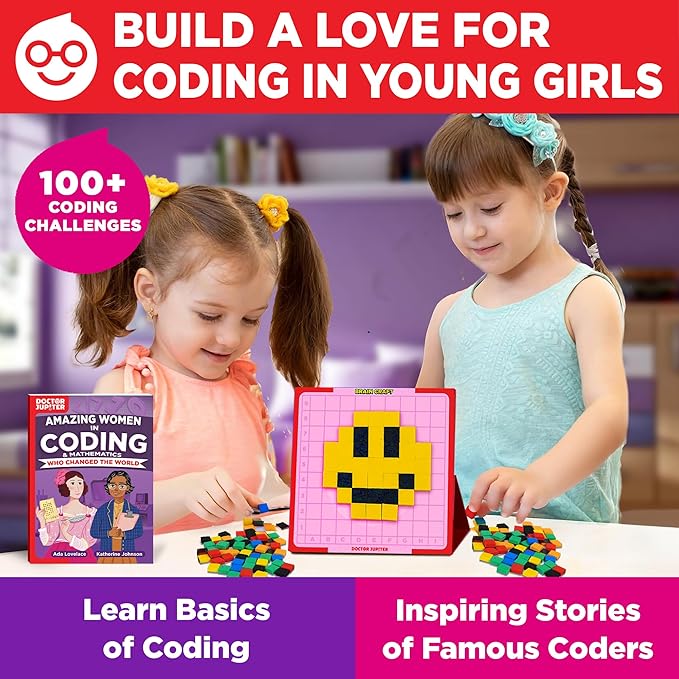 Doctor Jupiter My First STEM Pixel Art Kit for Girls | Learning & Educational Coding Basics for Girls| Building Toys, Montessori Toy, Math Puzzle with 100+ Challenges