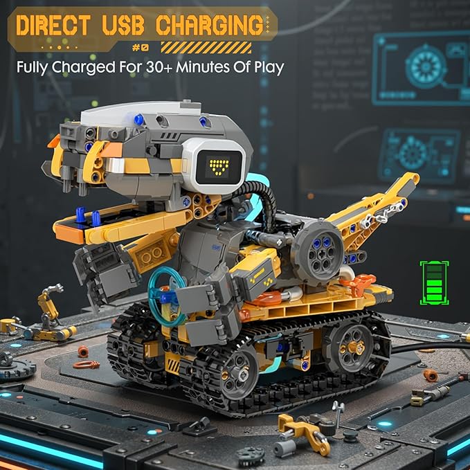 5in1 STEM Robot Building Kits for Kids 6-12, App & Remote Control STEM Dinosaur Tank Robot Building Toys for Kids, 899Pcs DIY Science Building Sets, Erector Sets for Boys Girls Birthday Xmas Gifts