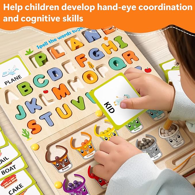 Magnetic Color & Number Learning Game for Toddlers, Montessori Counting Toys with 10 Cups & 55 Candy Balls, Fine Motor Skills Toys for Kids Ages 3 4 5, Preschool Educational