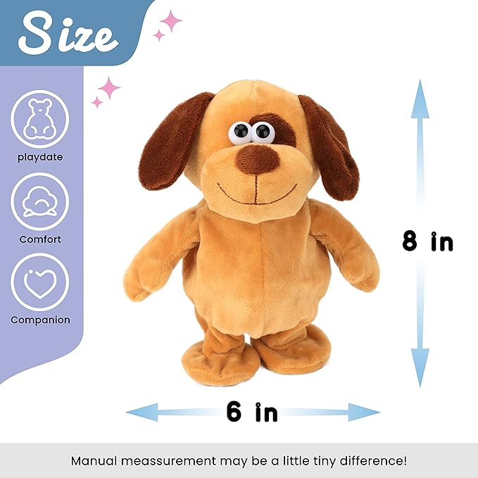 Hopearl Talking Dog Repeats What You Say Walking Puppy Electric Interactive Animated Toy Speaking Plush Buddy Gifts for Toddlers Birthday, 8''