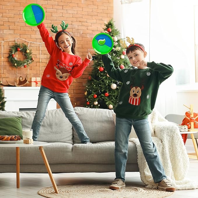 EVERICH Toss and Catch Ball Set & Paddle Ball, Outdoor Games for Kids Toys, Christmas Family Games, Beach Pool Camping Yard Game Outside Toys, Gifts for Boys Girls 3 4 5 6 7 8 9 10 11 12+ Years Old