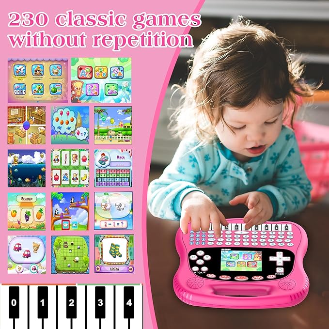 Interactive Early Learning Tablet - Educational Toys for Ages 2+ - Abc's, Words, Shapes, Numbers, Games, Music - Encourages Independent Play - Electronic Toys Gifts (Pink)