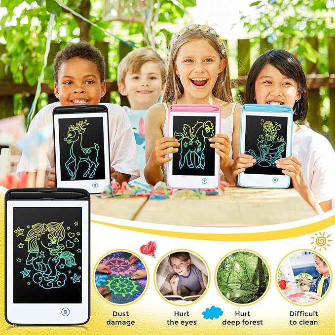 Zhehao 12 Pcs LCD Writing Tablet for Kids Colorful Drawing Doodle Board Drawing Tablet Erasable Reusable Electronic Draw Pad Gift for Boy Girl Xmas Educational Learning(6.5 Inch Screen,Fresh Color)