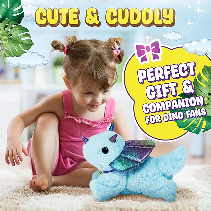 Voice Command Robot Dinosaur Plush - Interactive Pet | Trevor My Baby Triceratops, Knows 6 Tricks & Likes Walks | Dinosaur Toys for Kids 3-5, Stuffed Animals for Girls & Boys 3-6 Year Old Gifts