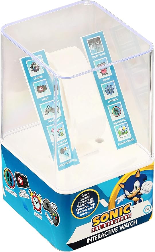 Sonic the Hedgehog Kids Smart Watch - Interactive Touchscreen with Games, Selfie Camera, Step Tracker, Alarm, and Printed Silicone Strap - Fits Wrists 5.5" to 8.0"