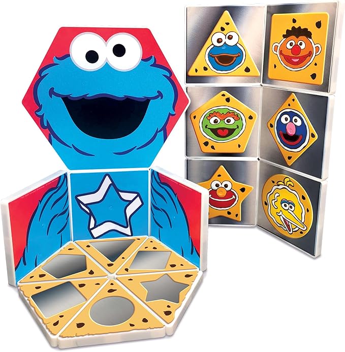 CreateOn Sesame Street Cookie Monster’s Shapes Magnetic Playset, Magnetic Building Toys, STEM & Montessori Educational Toys for Ages 3+, 17 Pieces