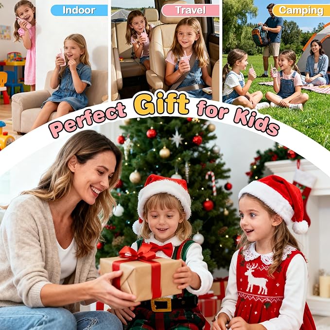 Video Walkie Talkies for Kids, 2 Pack Facetime Walkie Talkies with HD Camera & Voice Changer for Boys Girls for Family Games, Indoor, Outside, Hiking Christmas Birthday Toys Gift Ages 3-12 (Pink)