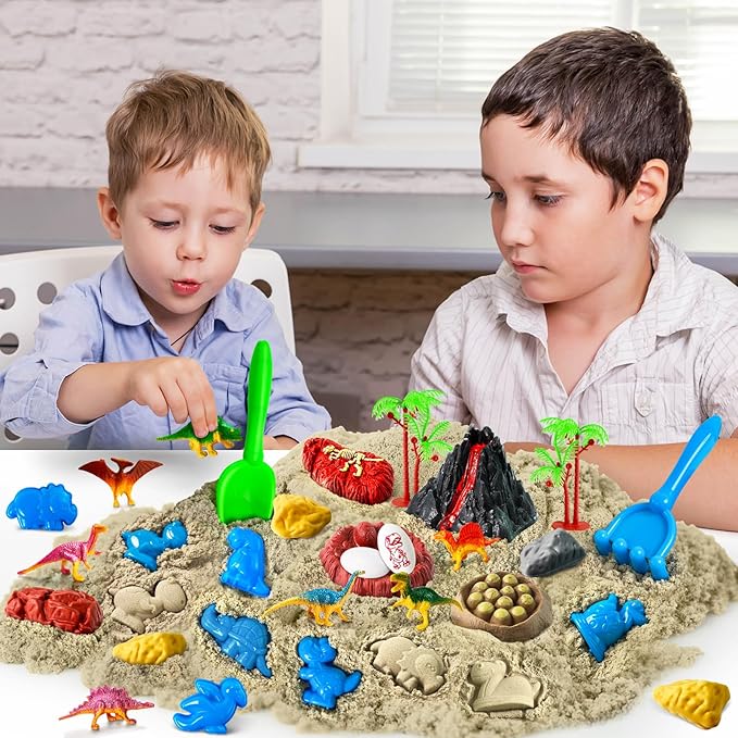 ESSENSON Sensory Bin, Construction Kit with Sensory Sand, Play Sand Pretend Play Beach Toy, Sandbox for Girls and Boys