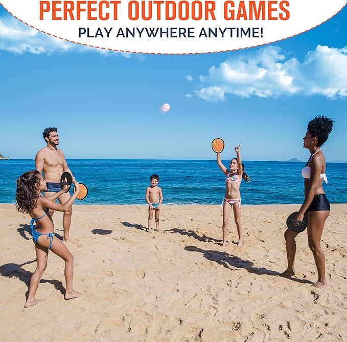 Toss and Catch Ball Game, Kids Toddler Baseball Glove & Catch Ball Toys, Kids Outdoor Games for Family, Toys for Beach Pool Yard Outside, Birthday Gift for Ages 3 4 5 6 7 8-12 (Brown 2 Pack)